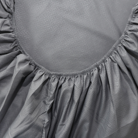 Простынь на резинке (120*200*25) орнамент на сером №7744