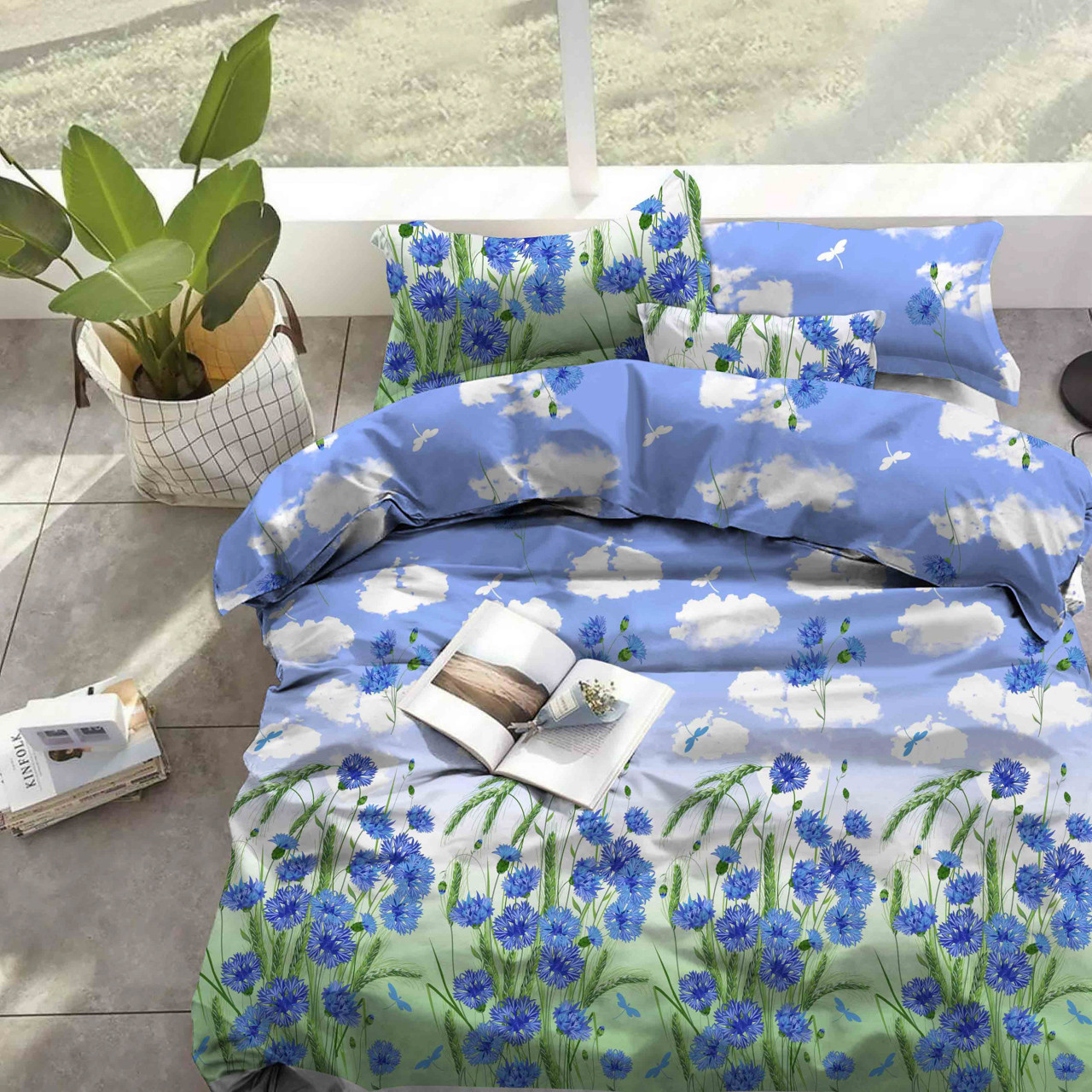 Тканина для постільної білизни Бязь "Gold" "Волошкове поле" GLL9809original