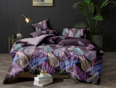 Полуторный набор постельного белья 150*220 из Сатина №1098AB Черешенка™