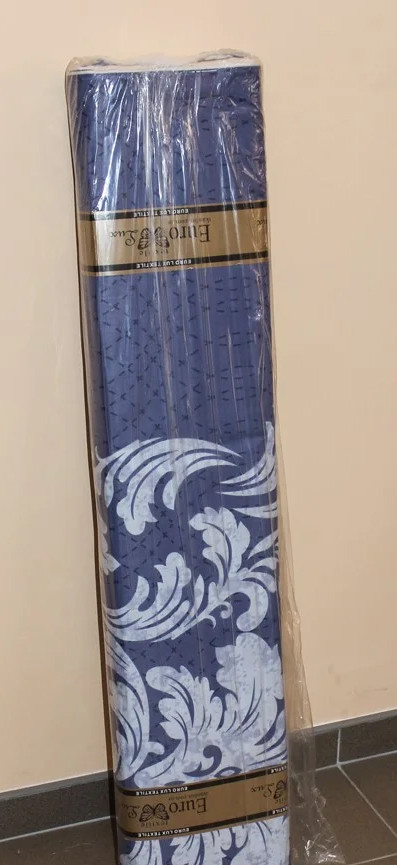 Ткань для постельного белья Бязь "Gold" Lux "Синий вензель с завитками" GL842