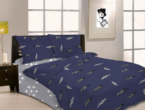 Ткань для постельного белья Бязь "Gold" Lux "Радужные перья" GL1505 (A+B) - (50м+50м)