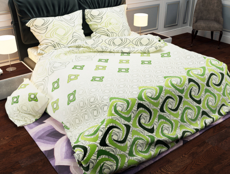 Ткань для постельного белья Бязь "Gold" Lux "Геометрический принт (зелёный)" GL831.