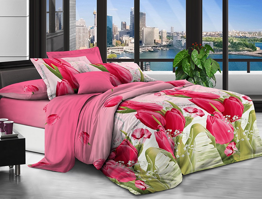 Полуторний набір постільної білизни 150*220 із полікотону №20929 Черешенька™