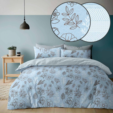 Ткань для постельного белья Бязь "Gold" Lux GL1873-blue (A+B) - (50м+50м)