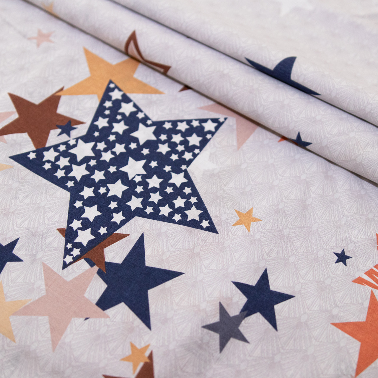 Ткань для постельного белья Бязь "Gold" Lux "Цветные звезды" GL1382 (A+B) - (50м+50м)