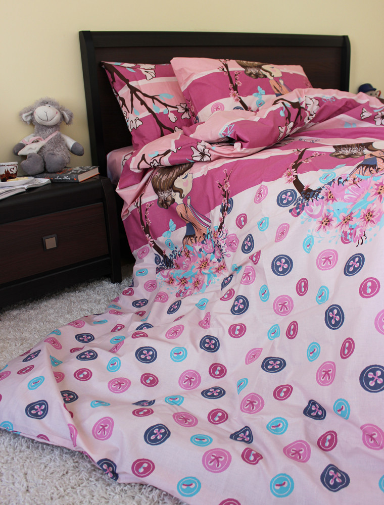 Полуторний набір постільної білизни 150*220 із Бязі "Gold" №164316 Черешенка™