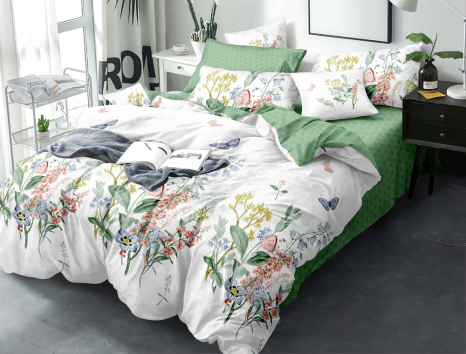 Двуспальный набор постельного белья 180*220 из Сатина №0733AB Черешенка™