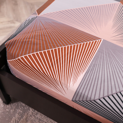 Простирадло на резинці (90*200*25) сіре з геометричним принтом №662606