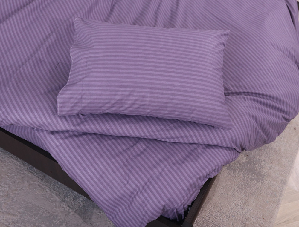 Полуторний набір смугастої постільної білизни 150*220 із Бязі "Gold" №150226 Черешенька™