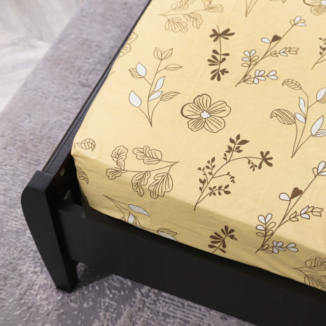 Простирадло на резинці (160*200*25) жовте з квітковим принтом №665340