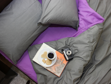 Полуторний набір однотонної постільної білизни 150*220 із Бязі "Gold" №151728AB Черешенька™