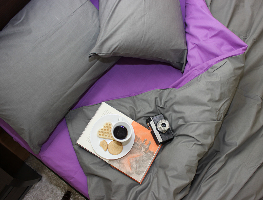 Полуторний набір однотонної постільної білизни 150*220 із Бязі "Gold" №151728AB Черешенька™