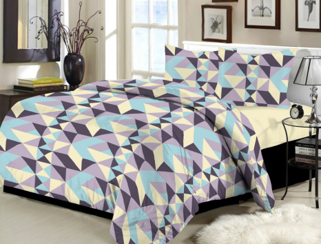 Ткань для постельного белья Бязь "Gold" Lux "Геометрический принт (ромб, фиолетовый)" GL1098