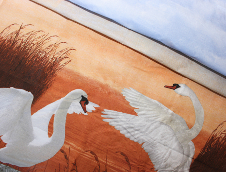 Тканина для постільної білизни Бязь "Gold" Lux "Білі лебеді" GL779