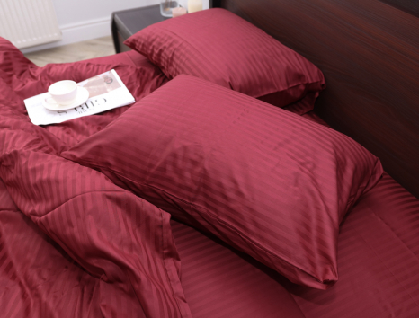 Евро макси набор постельного белья 200*220 из Страйп Сатина №19-1650 Черешенка™