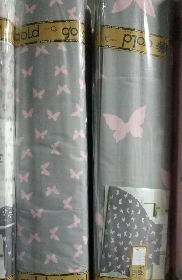 Ткань для постельного белья Бязь "Gold" Lux "Бабочки (розовый,серый, мелкий)" GL1252 (A+B) - (50м+50м).
