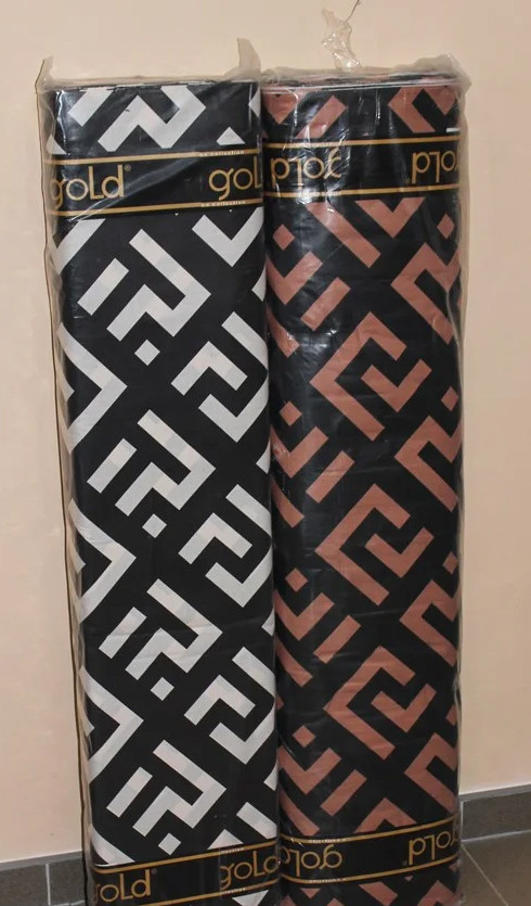 Ткань для постельного белья Бязь "Gold" Lux "Геометрический принт (чёрный)" GL1241 (A+B) - (50м+50м)