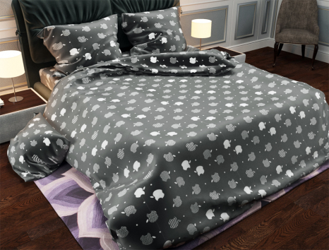 Тканина для постільної білизни Бязь "Gold" Lux "Apple (сірий)" GL1125