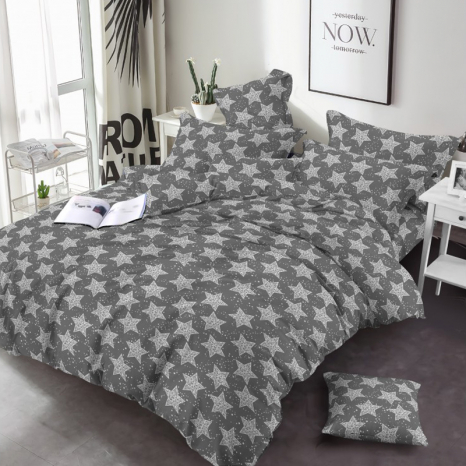 Ткань для постельного белья Бязь "Gold" Lux "Серебряные звезды" GL1051