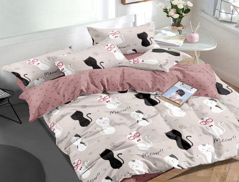 Двоспальний набір постільної білизни 180*220 із Сатину №1057AB Черешенка™