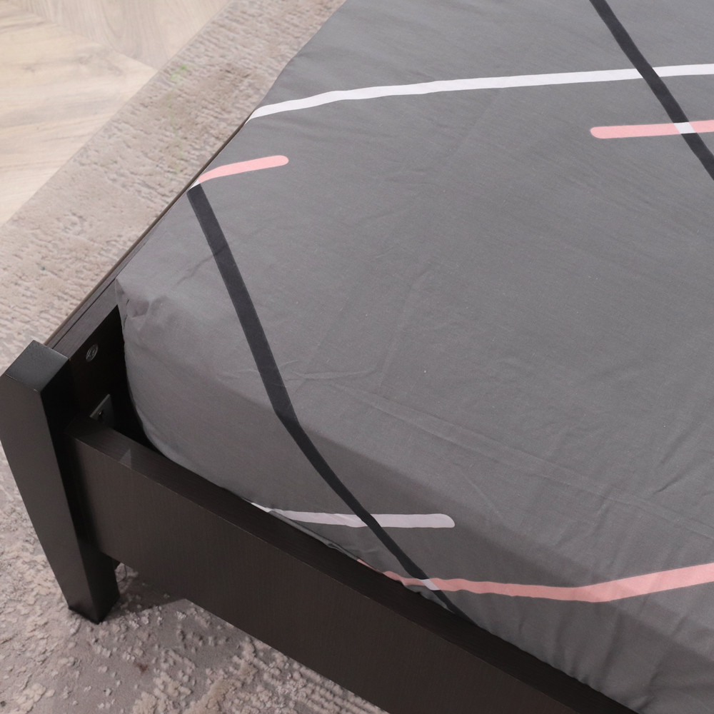 Простирадло на резинці (160*200*25) сіре з геометричним принтом №6617471