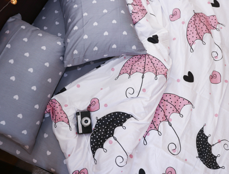 Полуторный набор постельного белья 150*220 из Сатина №1027AB Черешенка™