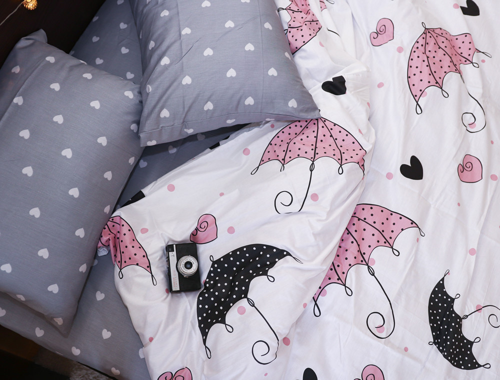 Полуторный набор постельного белья 150*220 из Сатина №1027AB Черешенка™