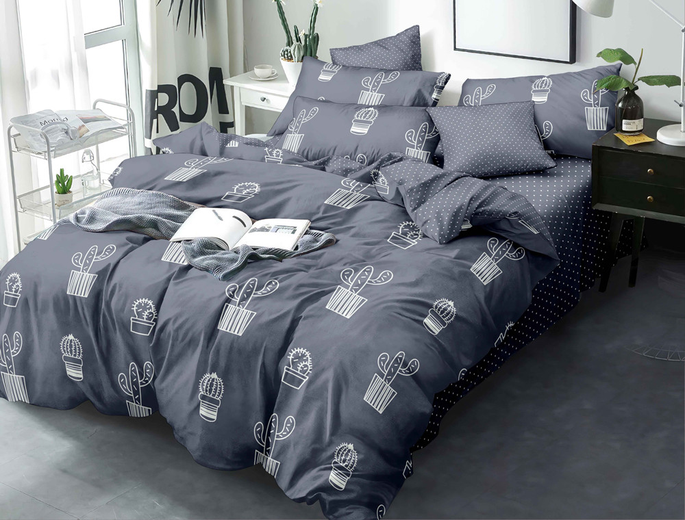 Двоспальний набір постільної білизни 180*220 із Сатину №0735AB Черешенка™