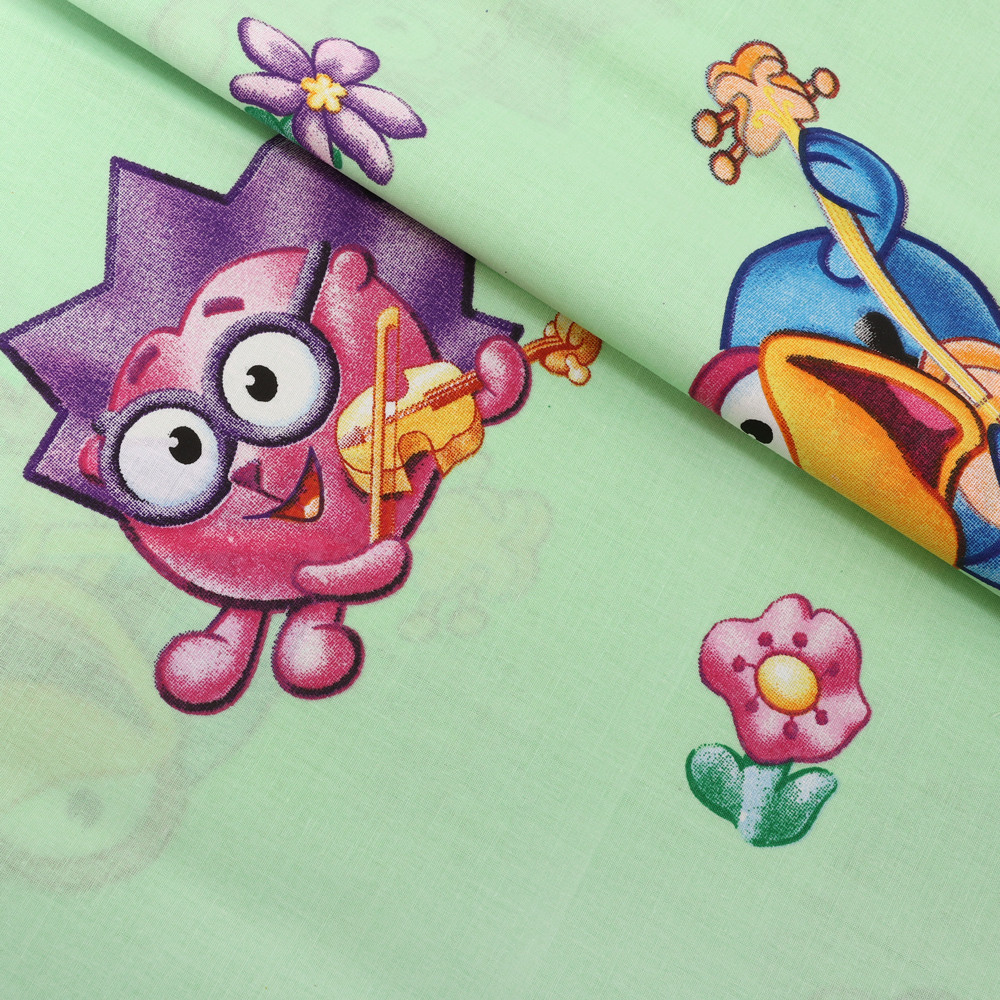 Ткань для постельного белья Бязь "Gold" Lux детская GLB7013green