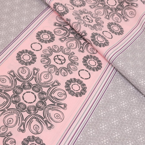 Тканина для постільної білизни Бязь "Gold" Lux "Абстрактний квітковий принт (рожевий)" GL4167