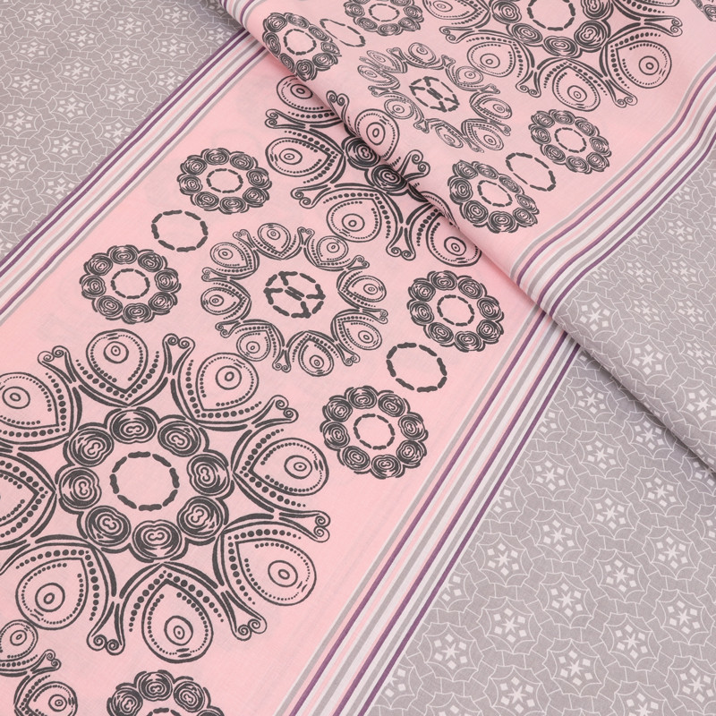 Тканина для постільної білизни Бязь "Gold" Lux "Абстрактний квітковий принт (рожевий)" GL4167