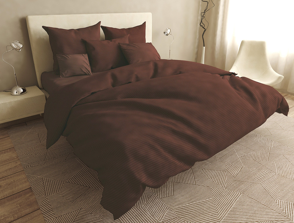 Ткань для постельного белья Бязь "Gold" Lux в полоску GL10028brown (50м)