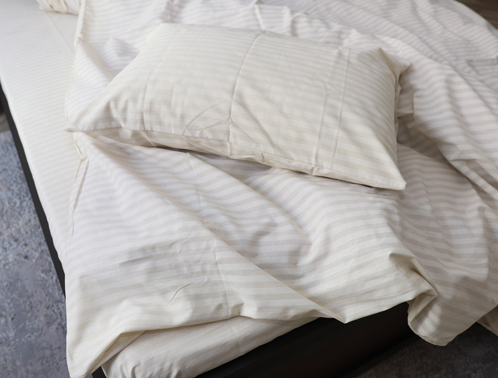 Полуторний набір смугастої постільної білизни 150*220 із Бязі "Gold" №156612 Черешенка™