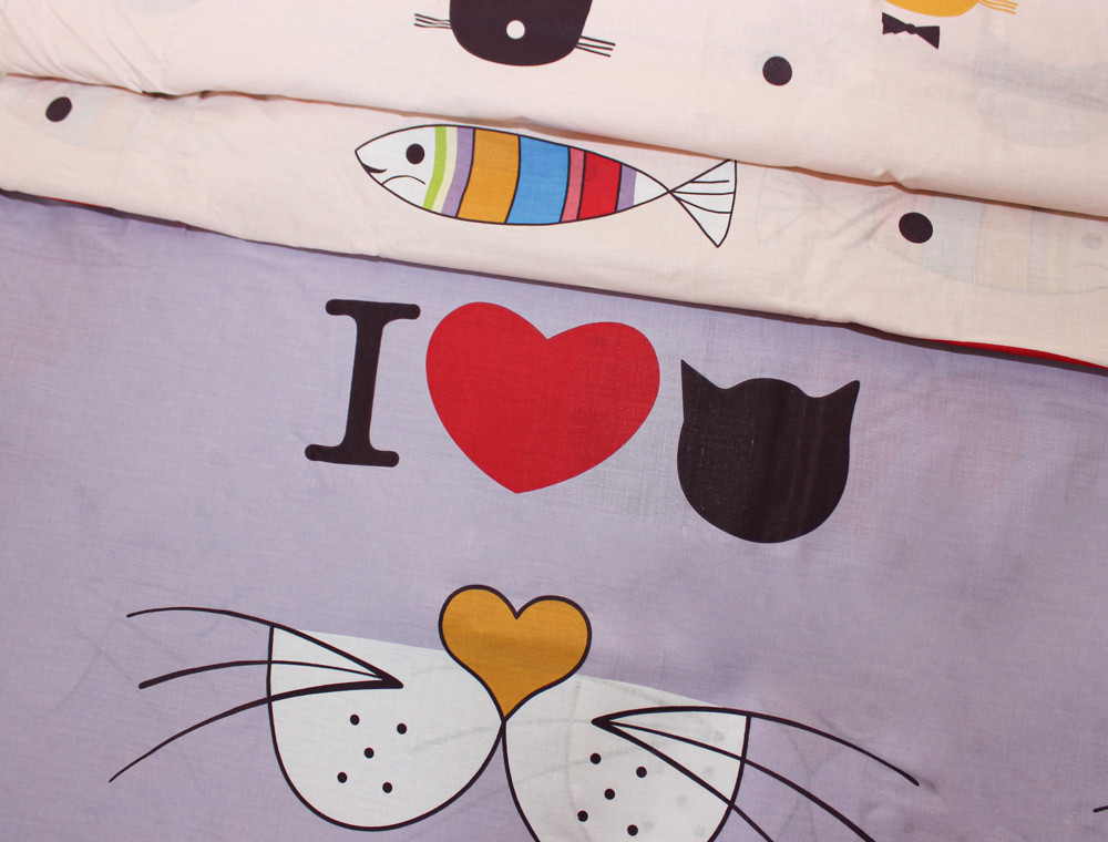 Тканина для постільної білизни Бязь "Gold" Lux дитяча "I Love Cats" GLB102.