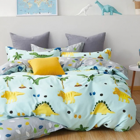 Ткань для постельного белья Бязь "Gold" Lux детская "Цветные динозавры" GLB220 (A+B) - (50м+50м)