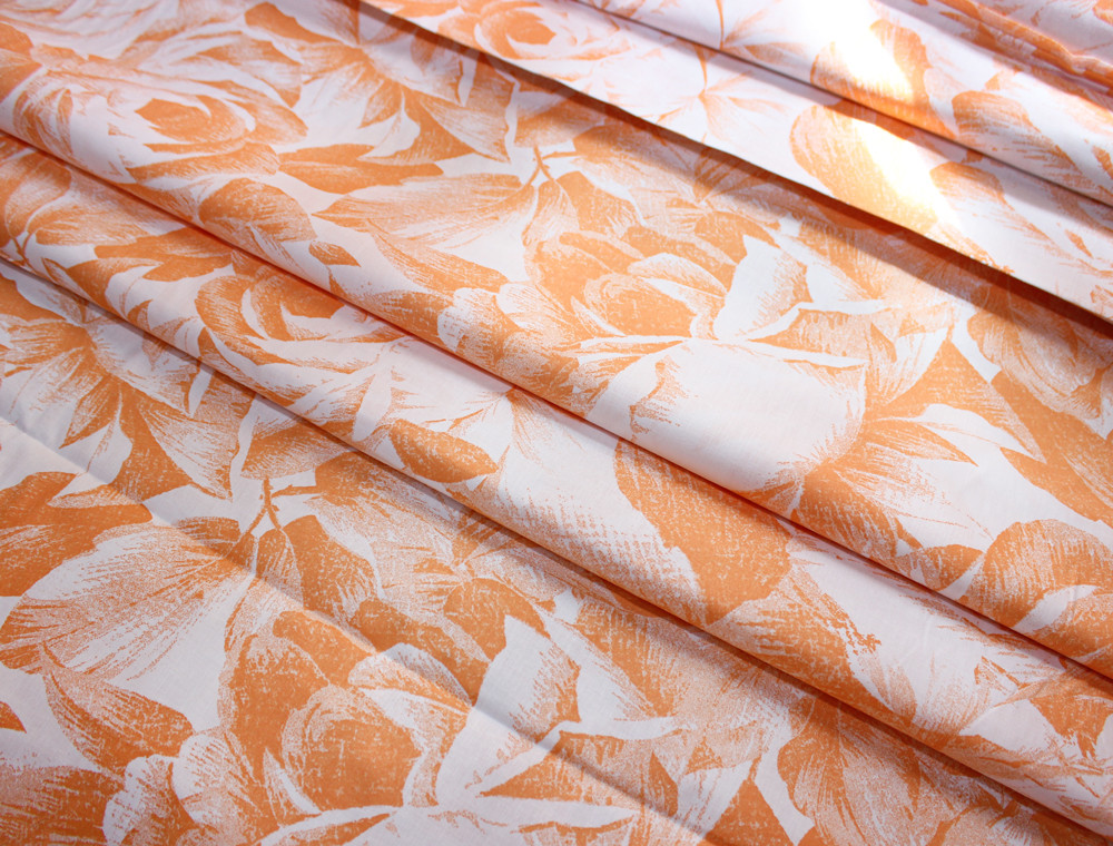 Тканина для постільної білизни Бязь "Gold" Lux "Помаранчеві троянди" GL1217