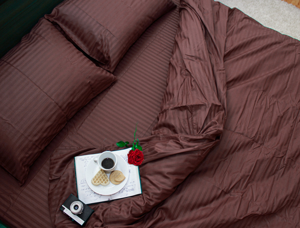 Євро-максі набір постільної білизни 200*220 зі Страйп Сатину №541420 KRISPOL™