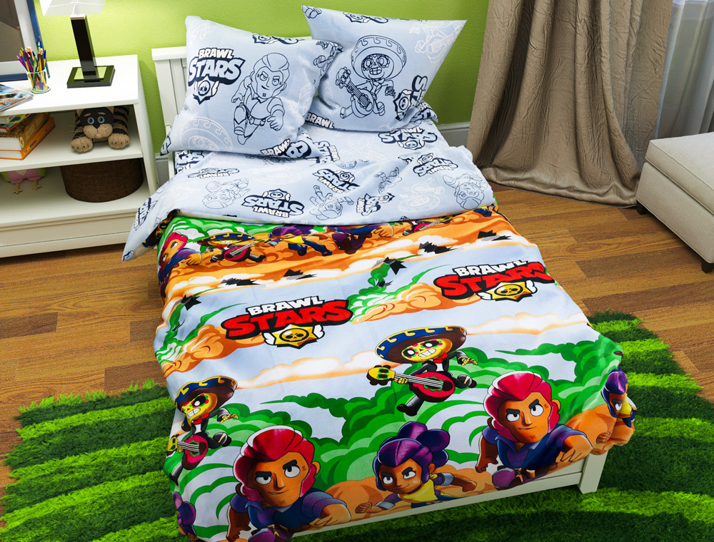 Ткань для постельного белья Бязь "Gold" Lux детская "Звездные бои" GLB4502 (A+B) - (50м+50м) (крупный)