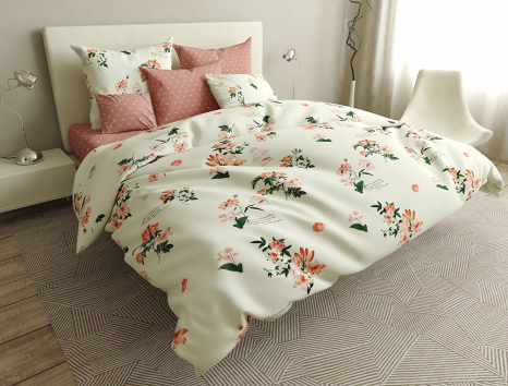 Євро-максі набір постільної білизни 200*220 із Бязі "Gold" з простирадлом на резинці №144503AB Черешенька™