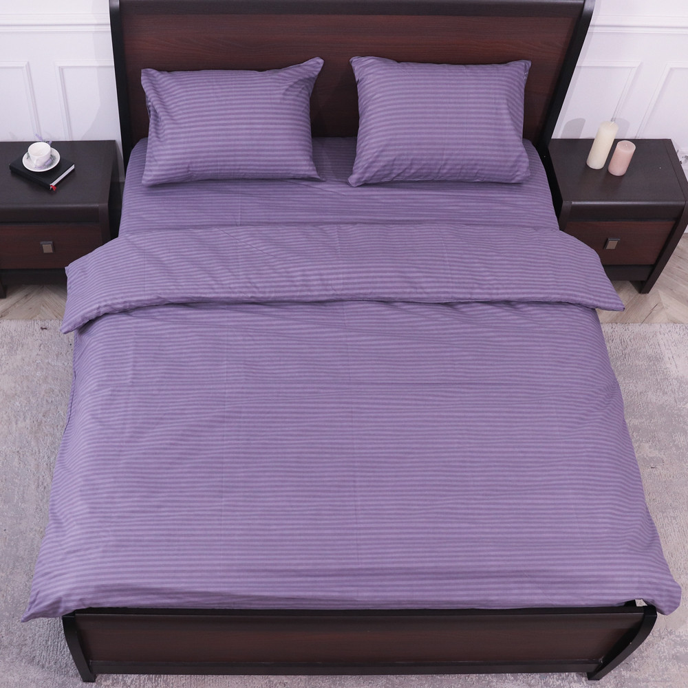 Полуторний набір смугастої постільної білизни 150*220 із Бязі "Gold" №150226 Черешенька™