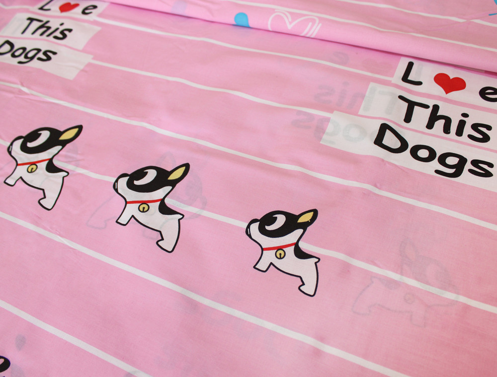 Ткань для постельного белья Бязь "Gold" Lux детская "Текстовый принт (розовый)" GLB169