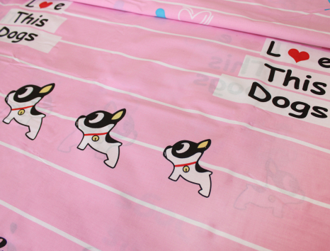 Ткань для постельного белья Бязь "Gold" Lux детская "Текстовый принт (розовый)" GLB169