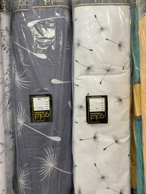 Тканина для постільної білизни Бязь "Gold" Lux "Літачки від кульбаб (квітковий, сірий)" GL1030 (A+B) - (50м+50м)