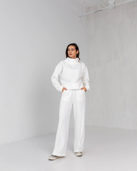 Жіночий костюм зі штанами палаццо (Розмір S) білий №202_0020