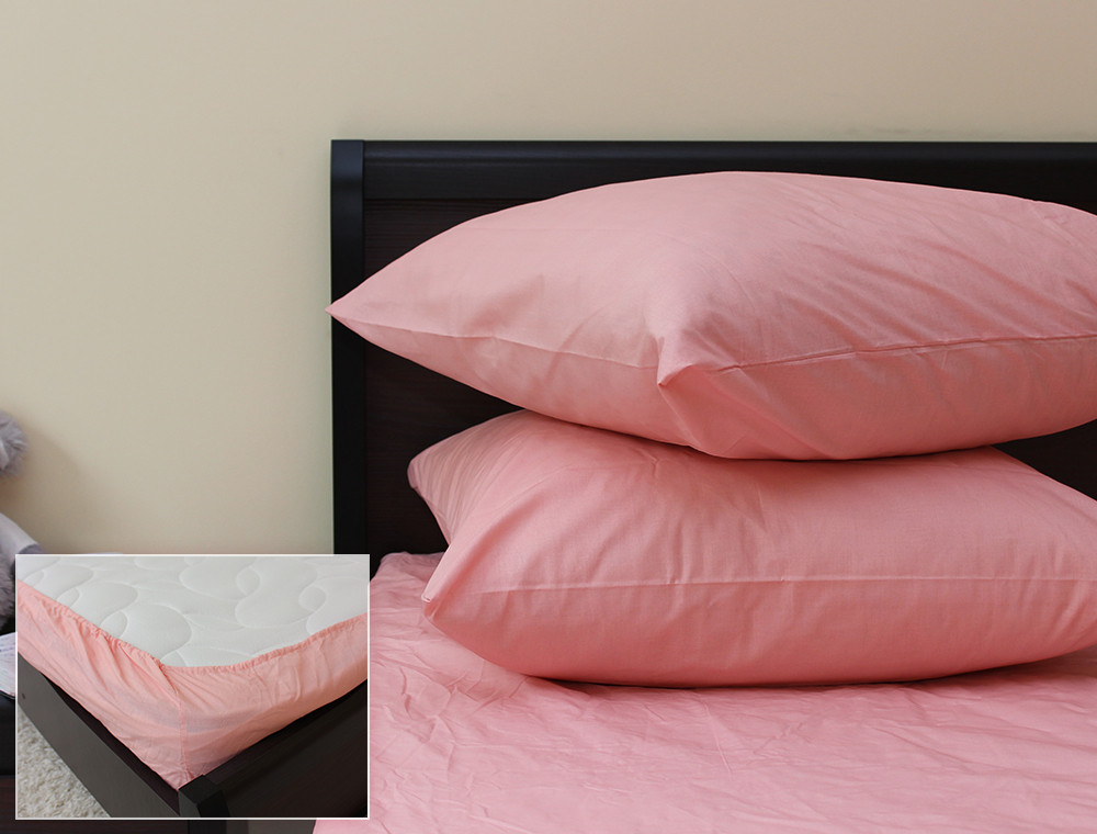 Комплект простирадла на резинці з наволочками (180*200*25) пудра