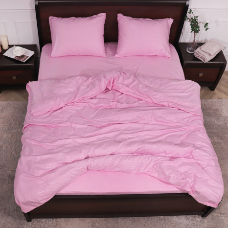 Двоспальний набір постільної білизни 180*220 із мікрофібри в смужку №2060017 Черешенка™