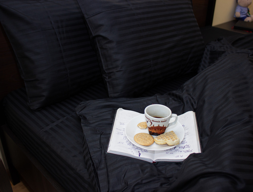 Євро-максі набір постільної білизни 200*220 зі Страйп Сатину №50111 Черешенка™