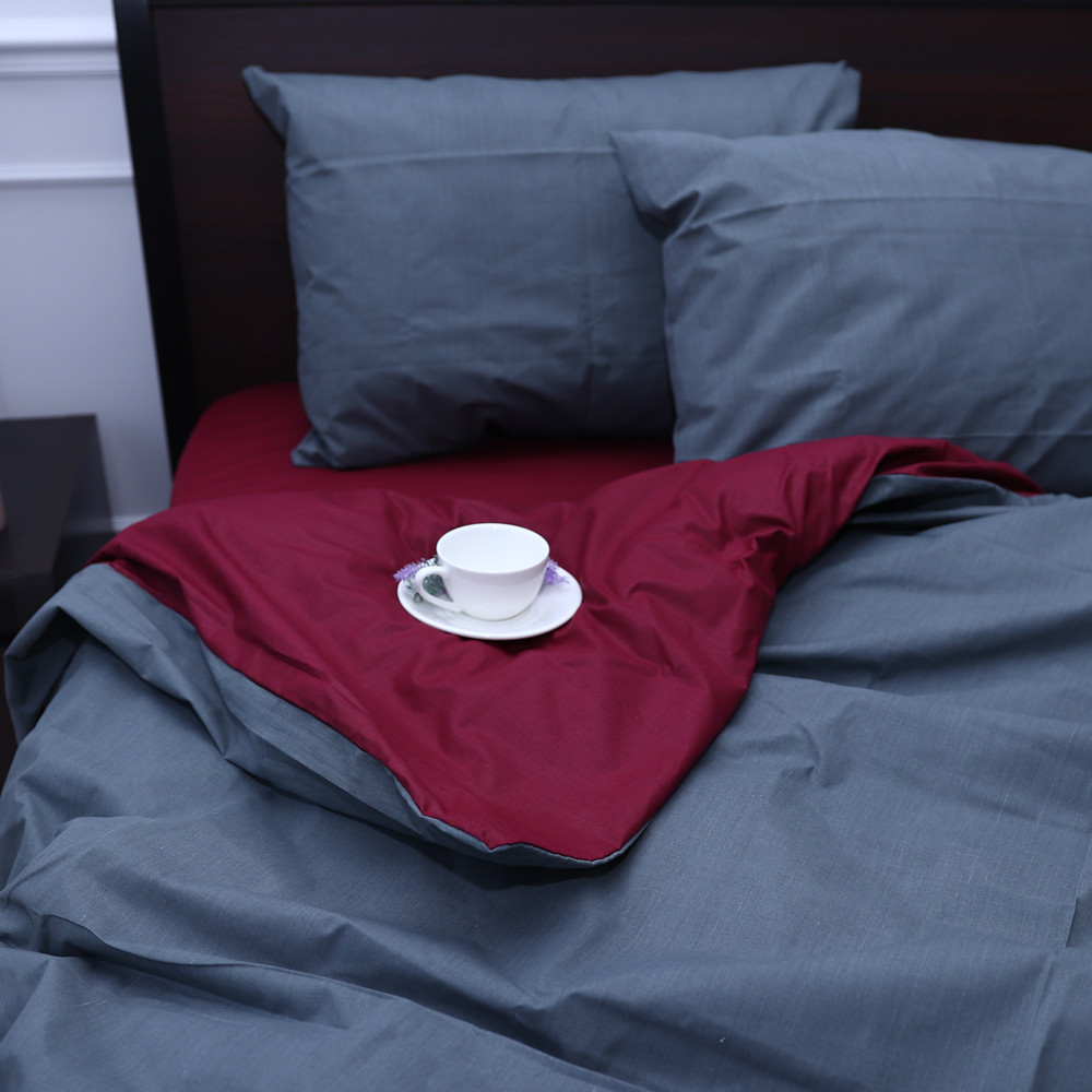 Полуторний набір однотонної постільної білизни 150*220 із Бязі "Gold" №1515621AB Черешенка™