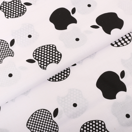 Тканина для постільної білизни Бязь "Gold" Lux "Apple (білий, сірий)" GL1117