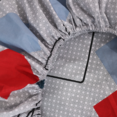 Простынь на резинке (160*200*25) серая с геометрическим принтом №661427